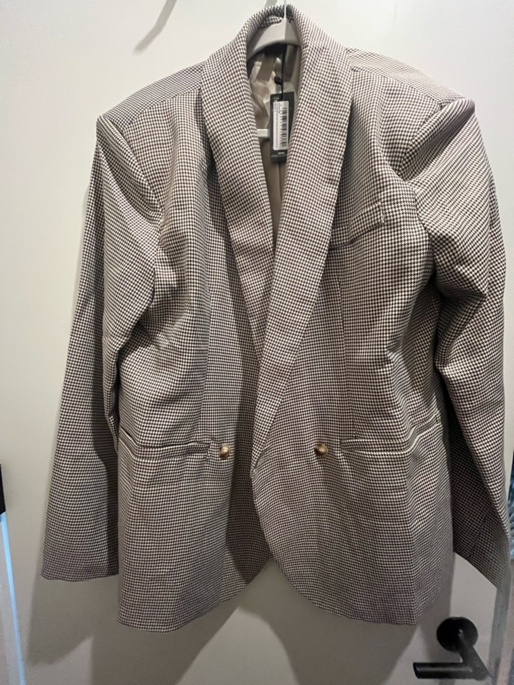 Brown checkered oversized fit blazer